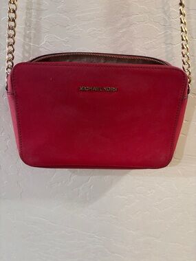 Michael Kors Red Crossbody with Gold Chain Strap